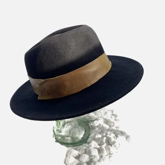 Black Wool Rustic Rancher with Leather Band - Picture 5 of 8